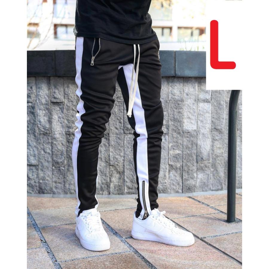 Lサイズ 黒 白 サイドラインパンツ ジョガーパンツ メンズ ファスナー付き スキニー No 806 Meru806 価格トライアル ペコ太郎 300円 通販 Yahoo ショッピング