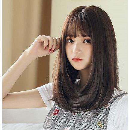 セミロング ダークブラウン フルウィッグ ウィッグ かつら レディース