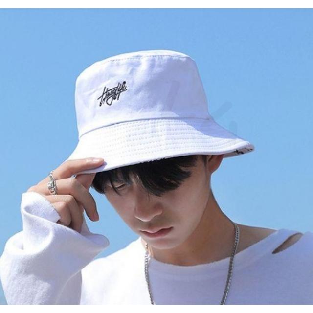 リバーシブル帽子 ホワイト ストリート 白色 韓国 白 バケットハット