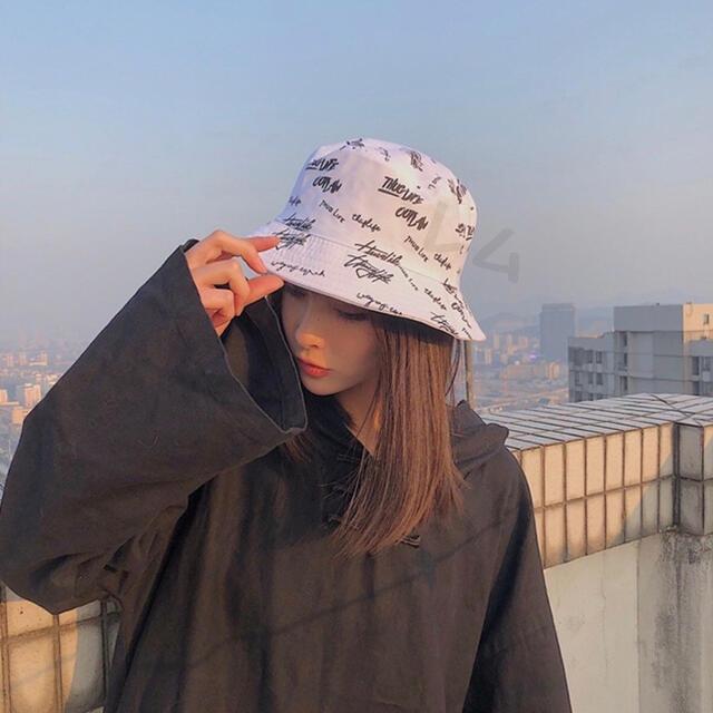 リバーシブル帽子 ホワイト ストリート 白色 韓国 白 バケットハット