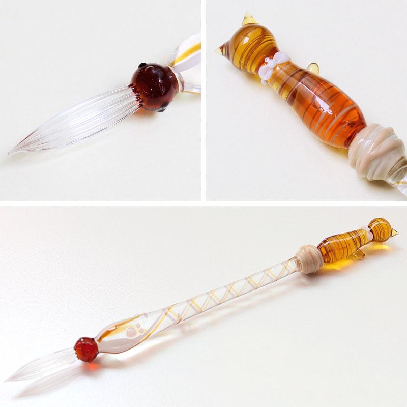 glasskaoria】グラスカオリア ガラスペン にゃんこペン 猫 手作り 硬質