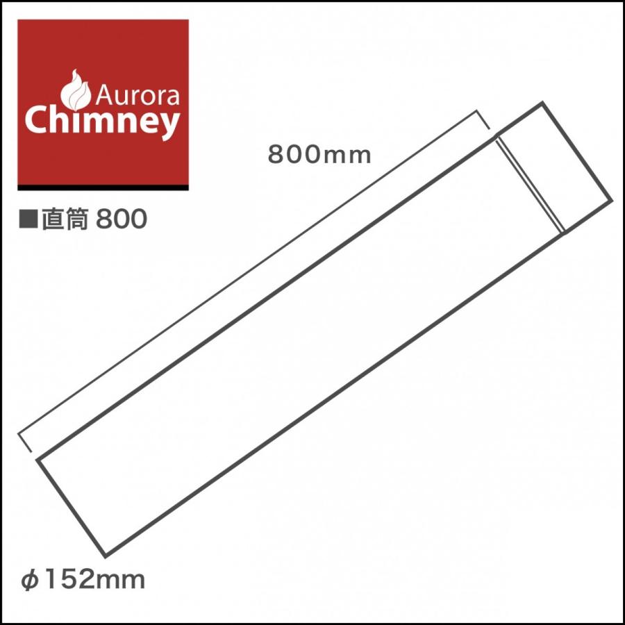 薪ストーブ用 φ152シングル煙突 黒耐熱塗装 シングル直筒800