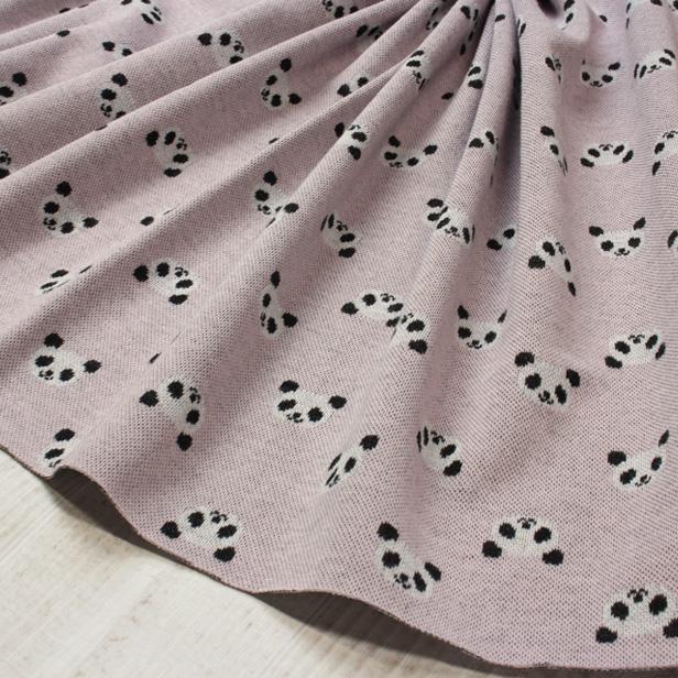 ニット 生地 ニットジャガード パンダ クマ フラワー 子供服 犬服