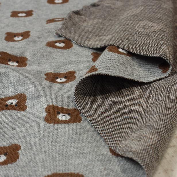 ニット 生地 ニットジャガード パンダ クマ フラワー 子供服 犬服