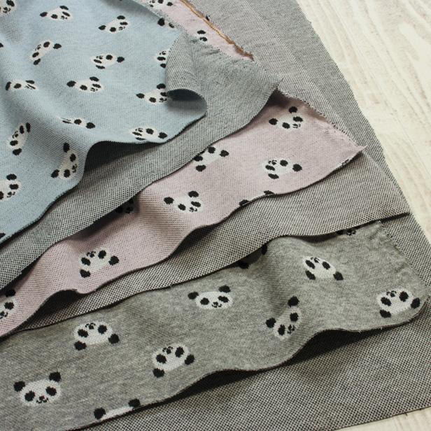 ニット 生地 ニットジャガード パンダ クマ フラワー 子供服 犬服