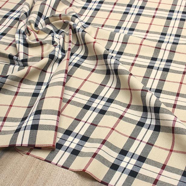 先染め タータンチェック 生地 コットン ツイル チェック柄 服作り 犬