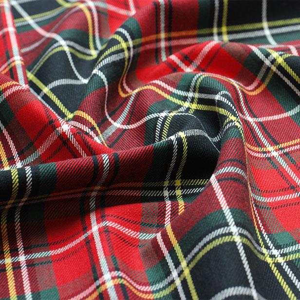 先染め タータンチェック 生地 コットン ツイル チェック柄 服作り 犬