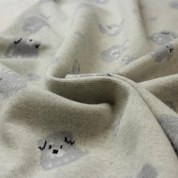 ニット 生地 ニットジャガード ゴロゴロひなたぼっこアニマル