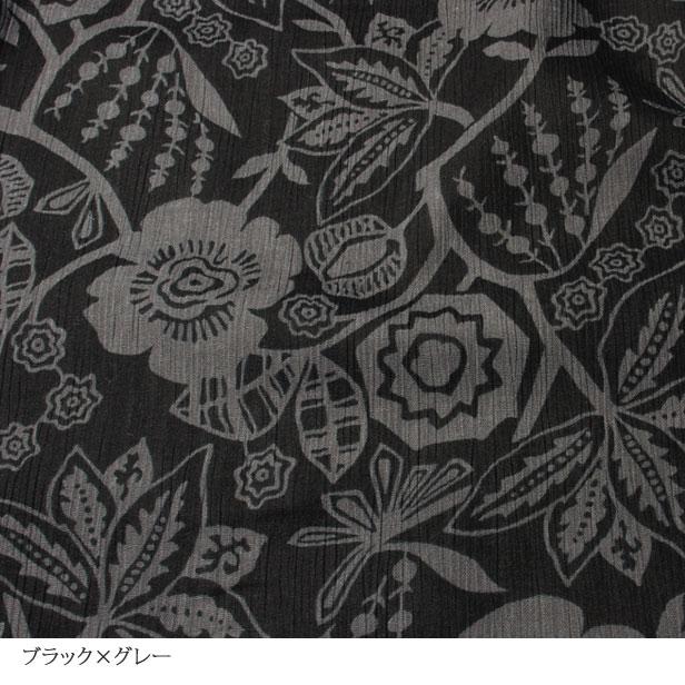 生地 高島ちぢみ モダン フラワー プリント 花柄 楊柳 シボ 日本製