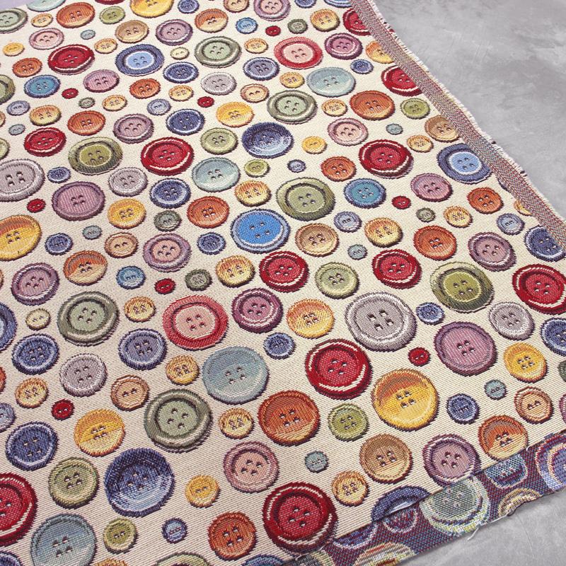 ゴブラン織 生地 ボタン柄 布 オランダ製 輸入 138cm 広幅 カラフル