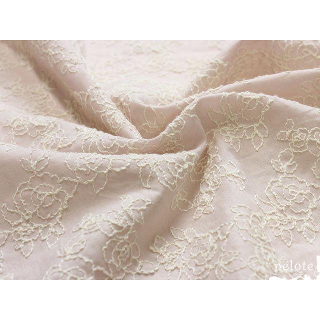 コットン 刺繍 生地 綿 コットンローン ローズ刺繍 薔薇 バラ