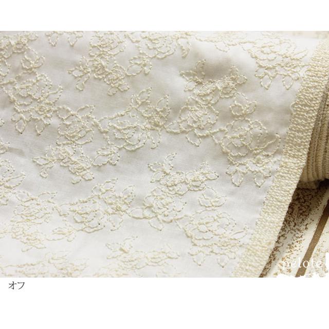 コットン 刺繍 生地 綿 コットンローン ローズ刺繍 薔薇 バラ
