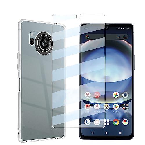 対応 Aquos R8 用の ガラスフィルム+ケース カバー TPU 【1+1セット 