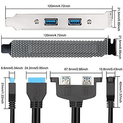 Xiatiaosann デュアル USB 3.0 女性バック パネル MB 20 ピン ヘッダー、マザーボード用 2 ポート PCI ブラケットと USB 20 ピンへの USB3.0 タイプ｜peme｜05