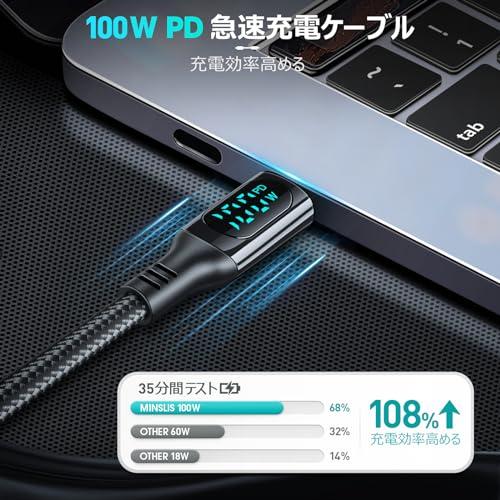 MINSLIS USB Type C ケーブル 100W/5A PD対応 急速充電 出力スクリーン表示 ナイロン編み タイプcケーブル iPhone 15/15 Pro/15 Plus/15 Pro Max, Ma｜peme｜03