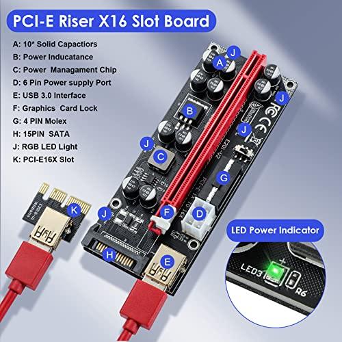 PCI RISERS USB 3.0 PCI-E Express PCI-E 1xから16x Riser Extender Card for Power Riser Adapter Card（2022バージョン）、特別10高コンデンサアダ｜peme｜04