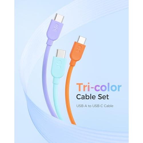 Cable Matters 3本セット USB C USB A 変換ケーブル 0.9m/3ft 柔らかい USB C A 変換ケーブル 3A高速充電 オレン ジ ブルー パープル iPhone 15/15 P｜peme｜02
