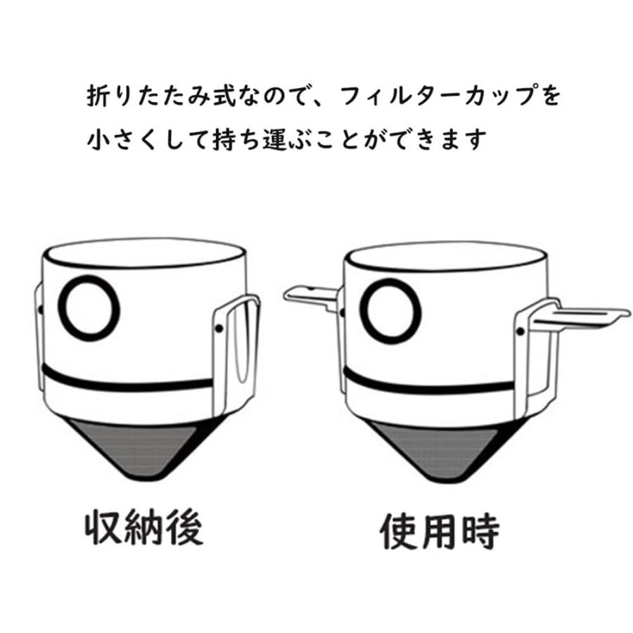 MERMOO YILAN コーヒードリッパー ペーパーレス アウトドア 折りたたみ ステンレス コーヒーフィルター 折畳み 1杯用 再利用可能 コーヒーペーパーフ｜peme｜09