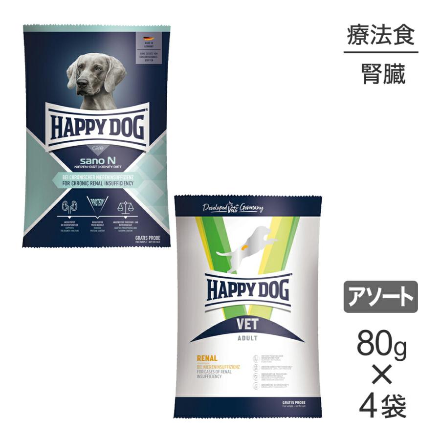 【メール便】【80g×4袋】HAPPY DOG VET 腎臓ケア2種 サノN + リーナル お試し アソート 療法食 (犬・ドッグ)[正規品] | ハッピードッグ