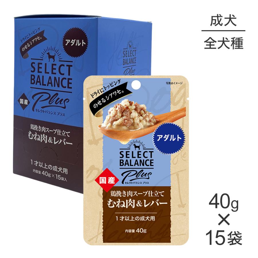 【40g×15袋】セレクトバランス Plus アダルト 1才以上の成犬用 鶏挽き肉スープ仕立て むね肉＆レバー パウチ ウェット(犬・ドッグ) | SELECT BALANCE