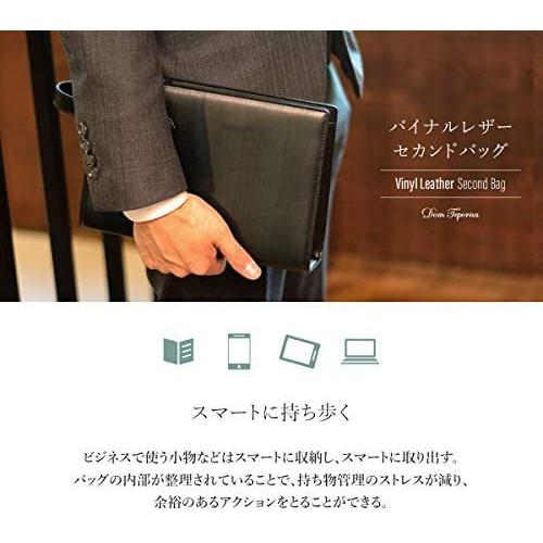 超激安 Dom Tea セカンドバッグ メンズ 本革 牛革 バイナルレザー ストラップ 付属 スマート コンパクト クラッチバッグ ネイビー 高質で安価 Zoetalentsolutions Com