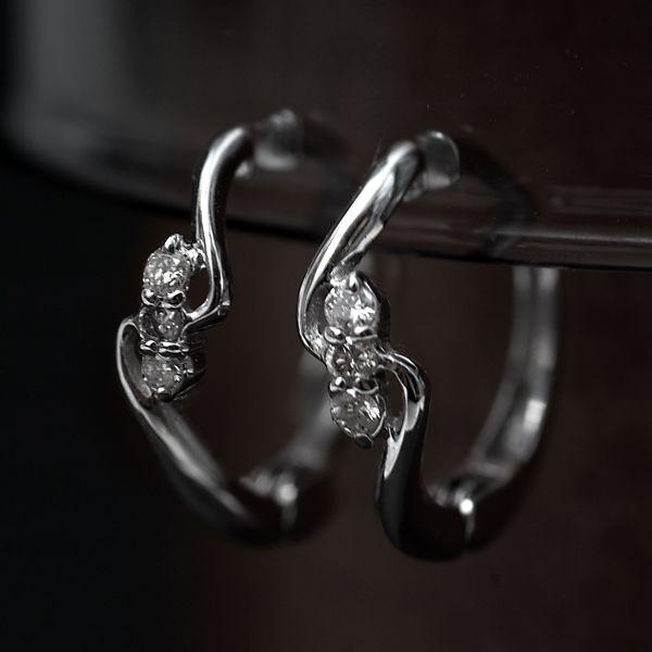 ピアリング 正規品 天然 ダイヤモンド入り 14金ホワイトゴールド