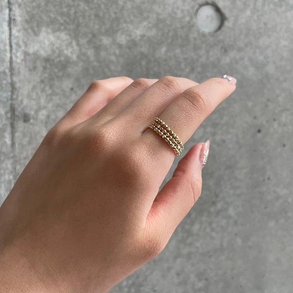 爆買 リング k18 ミラーボール コイルリング 形状記憶 チタンワイヤー