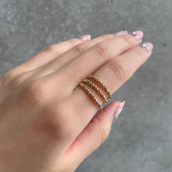 リング k18 ミラーボール コイルリング 形状記憶 チタンワイヤー入り