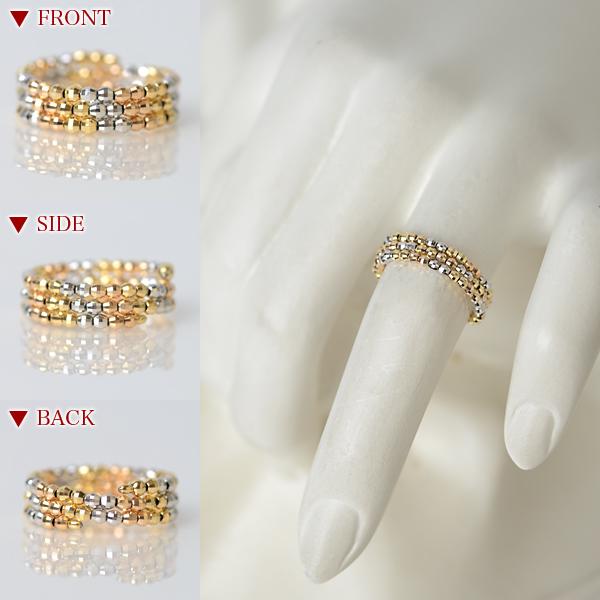 リング k18 ミラーボール コイルリング 形状記憶 チタンワイヤー入り