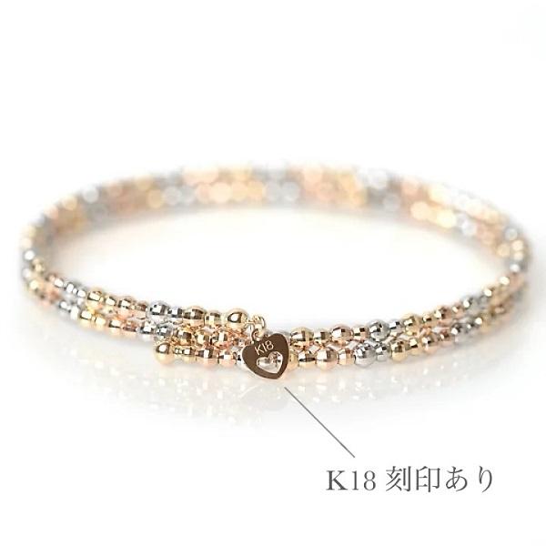 専用です！ K18 K18WG コンビカラー バングル ブレスレット k18 ブレスレット レディース 18金 バングル K18 YG/ PG/ WG 3色 MIX