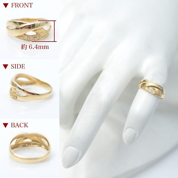 ピンキーリング 18k リング 天然 ダイヤモンド クロス 18金 デザイン