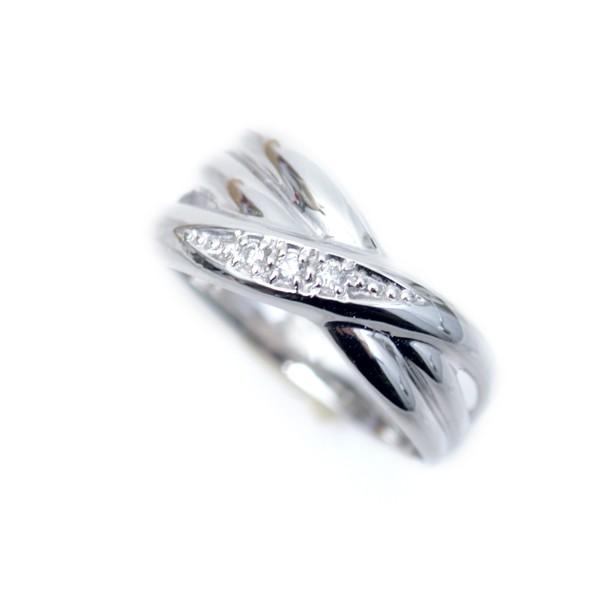 ピンキーリング k18WG 18金ホワイトゴールド 天然 ダイヤモンドリング