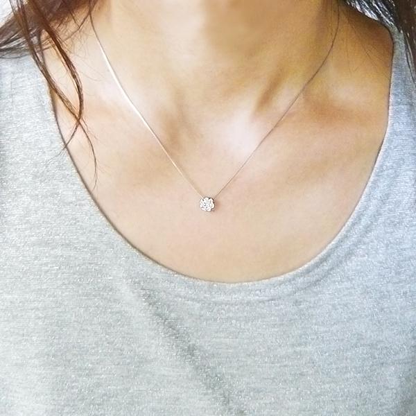 シンプルチェーン花モチーフPt850ダイヤネックレス ダイヤモンド ネックレス 0.3ct プラチナ 天然 ダイヤ 7石 フラワー