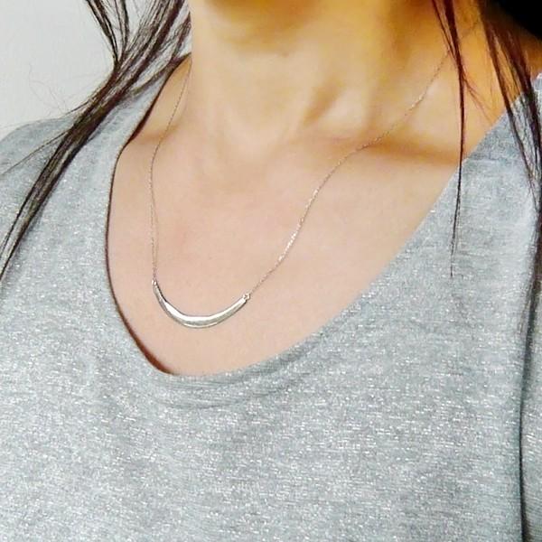 プラチナ ネックレス スマイル レディース 約50cm 月形 大 アーチ バー