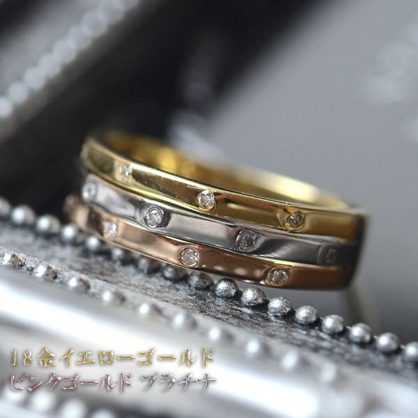18金 リング プラチナ K18YG K18PG Pt900 3連リング調 天然