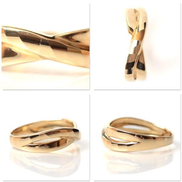 18金 リング 指輪 k18リング 18金ゴールド 多面カット ウェーブライン