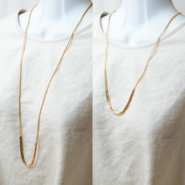 18金 ロングネックレス 3連 ドレープ キラキラ デザイン 80cm 18金 ロングネックレス 3連 ドレープ キラキラ デザイン 80cm