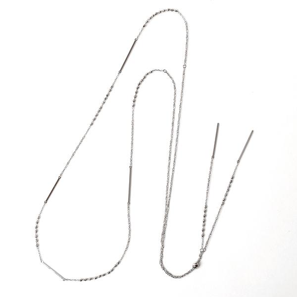 ロングネックレス Pt プラチナ ネックレス 最大70cmから40cm 長さ調節可 Pt850 ラリアット ネックレス Y字 ネックレス カットボール  ハニ玉 バー 角線 パーツの画像