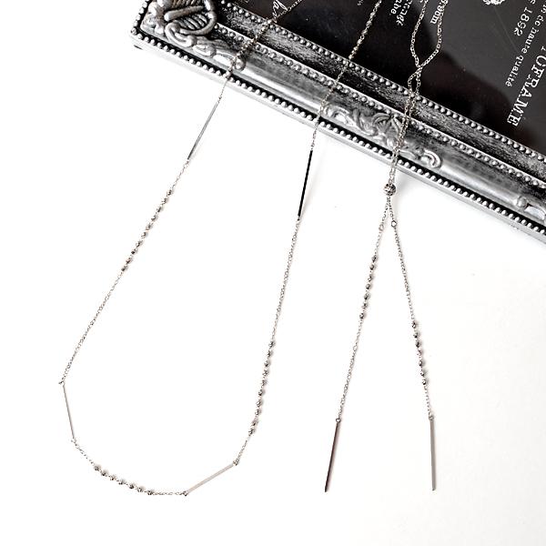 ロングネックレス Pt プラチナ ネックレス 最大70cmから40cm 長さ調節可 Pt850 ラリアット ネックレス Y字 ネックレス カットボール  ハニ玉 バー 角線 パーツの画像
