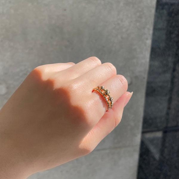 18金 リング 2連調 5mm玉入り ミラーボール K18 カットボール 指輪 リング k18 2連調 5mm玉入り ミラーボール 18金 コイルリング