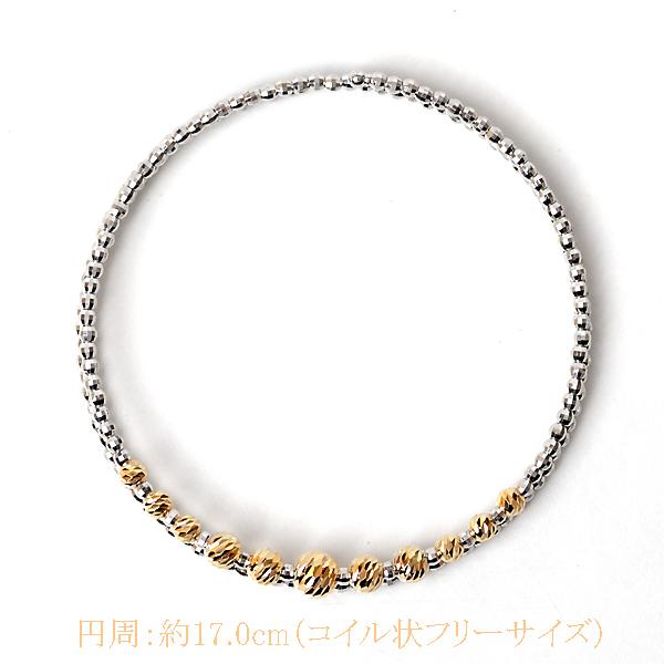 ブレスレット レディース k18 18金 5mm玉入り ミラーボール カット