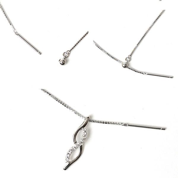 ロングネックレス k10 WG 約70cm スライドピン ベネチアン チェーン