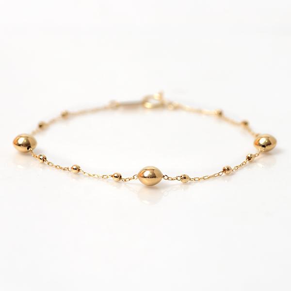 k18 イエローゴールド18金ミラーボールステーションブレスレット