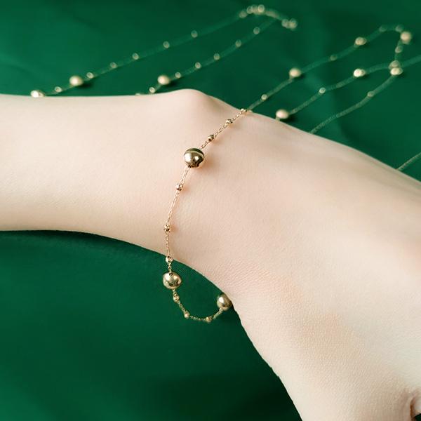 k18 ブレスレット レディース 18金 ステーション マカロン型 約5.7mm玉