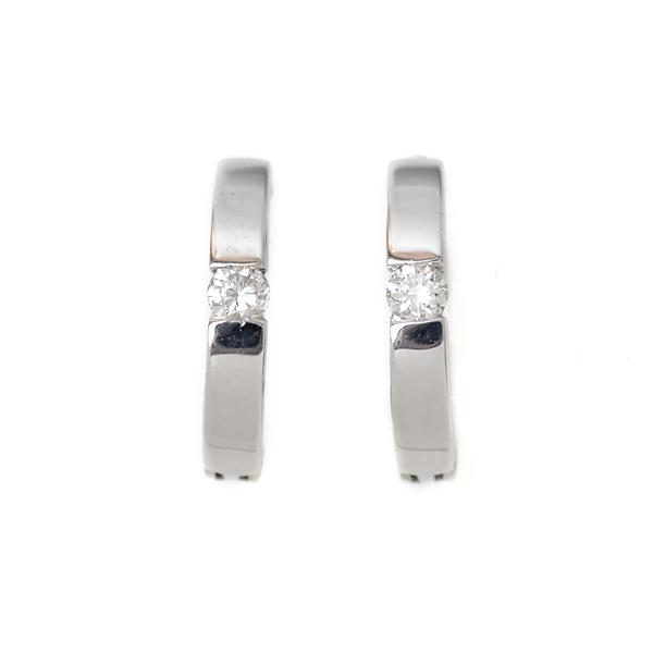 ピアリング 正規品 天然 ダイヤモンド入り 14金ホワイトゴールド 中