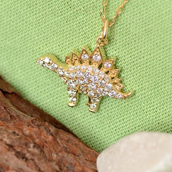 ステゴサウルス ダイヤモンド ネックレス 0.3ct ペンダント 恐竜