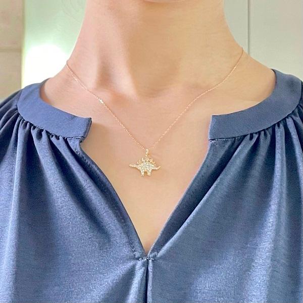 ステゴサウルス ダイヤモンド ネックレス 0.3ct ペンダント 恐竜
