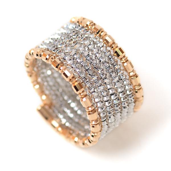 本日発送限定価 新品18k pt850 スパイラルリング ミラーボール ビーズ 18金 プラチナ リング ミラーボール コイルリング K18YG Pt850 カット