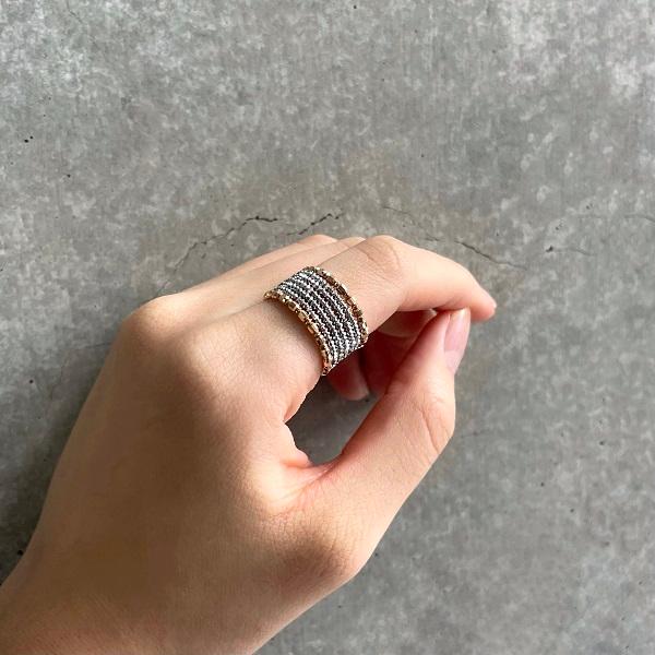 18金 ピンクゴールド プラチナ リング ミラーボール コイルリング