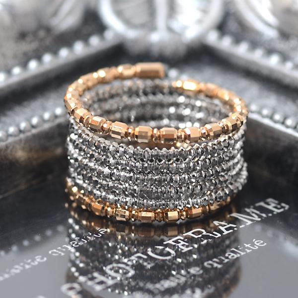 本日発送限定価 新品18k pt850 スパイラルリング ミラーボール ビーズ 18金 ピンクゴールド プラチナ リング ミラーボール コイルリング